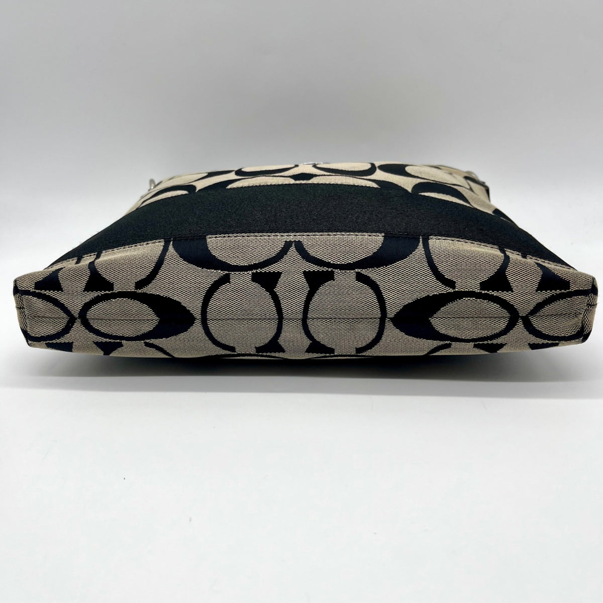 Coach Black &amp; Grey Signature Canvas Fabric Crossbody File Bag F19220