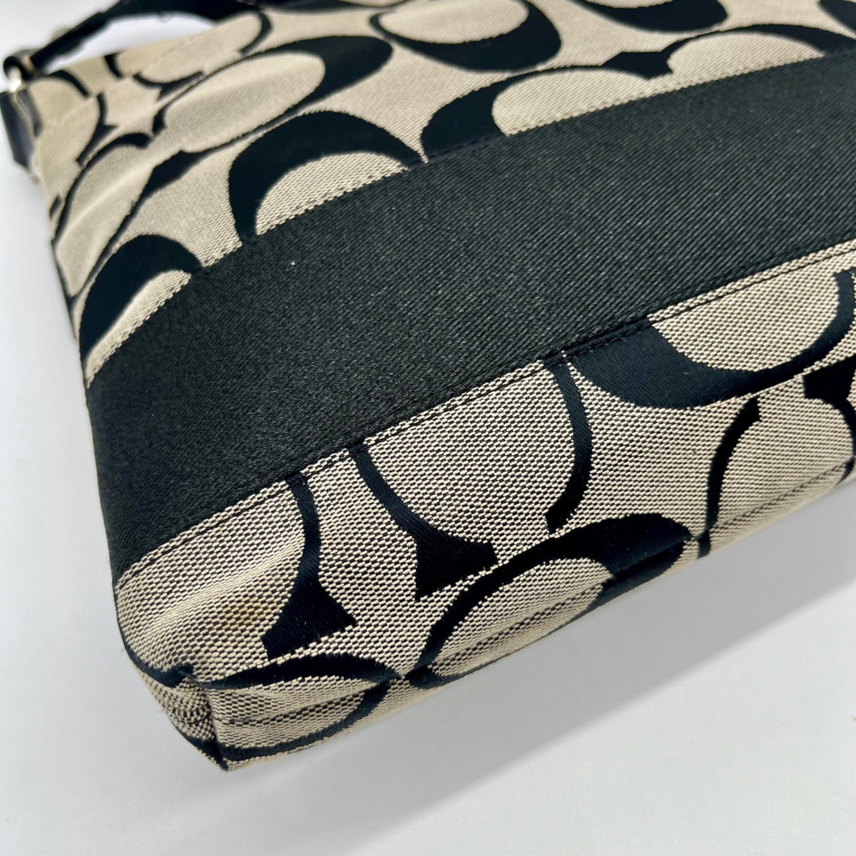 Coach Black &amp; Grey Signature Canvas Fabric Crossbody File Bag F19220