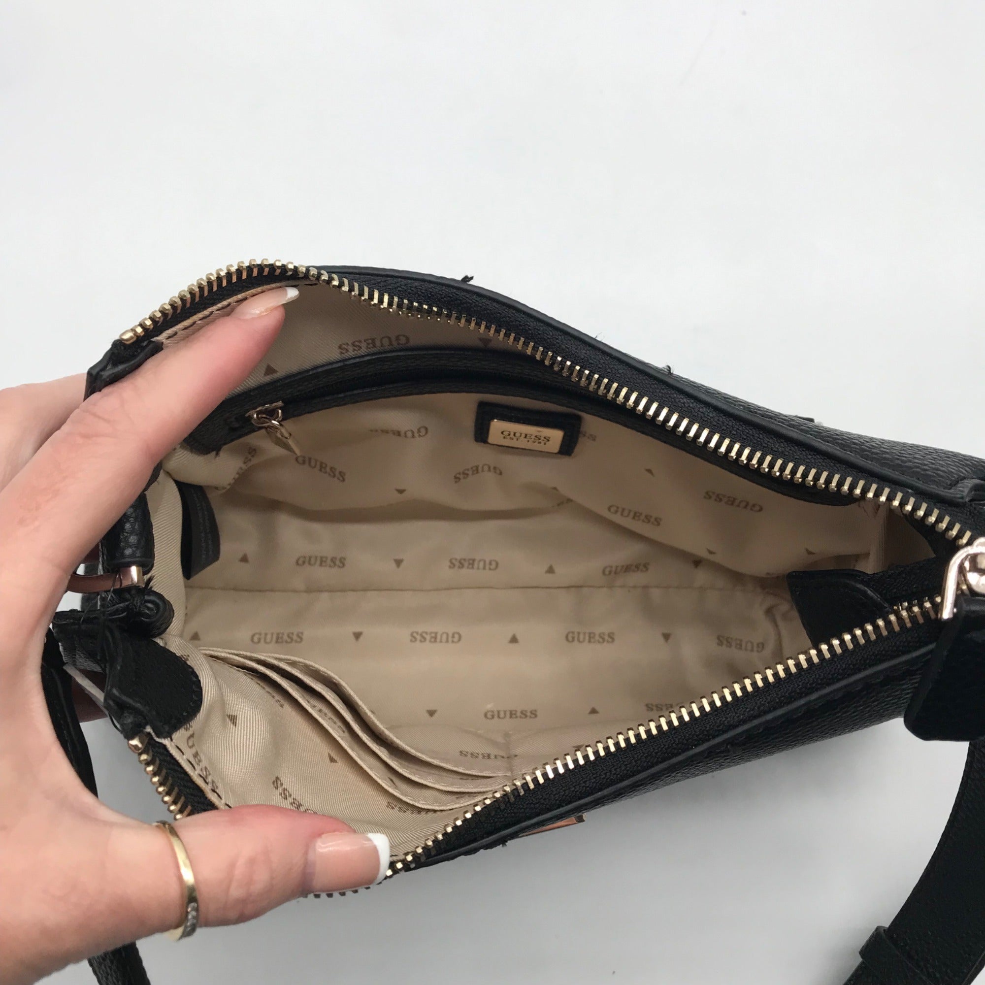 Guess Black Micaela Top-Zip Shoulder Bag
