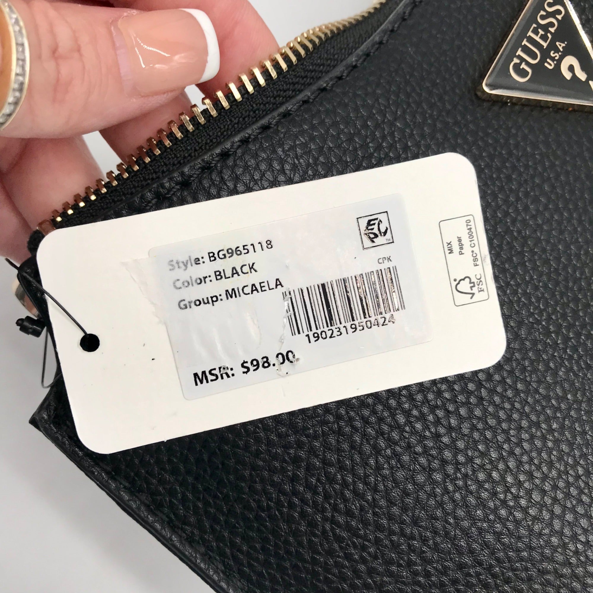Guess Black Micaela Top-Zip Shoulder Bag