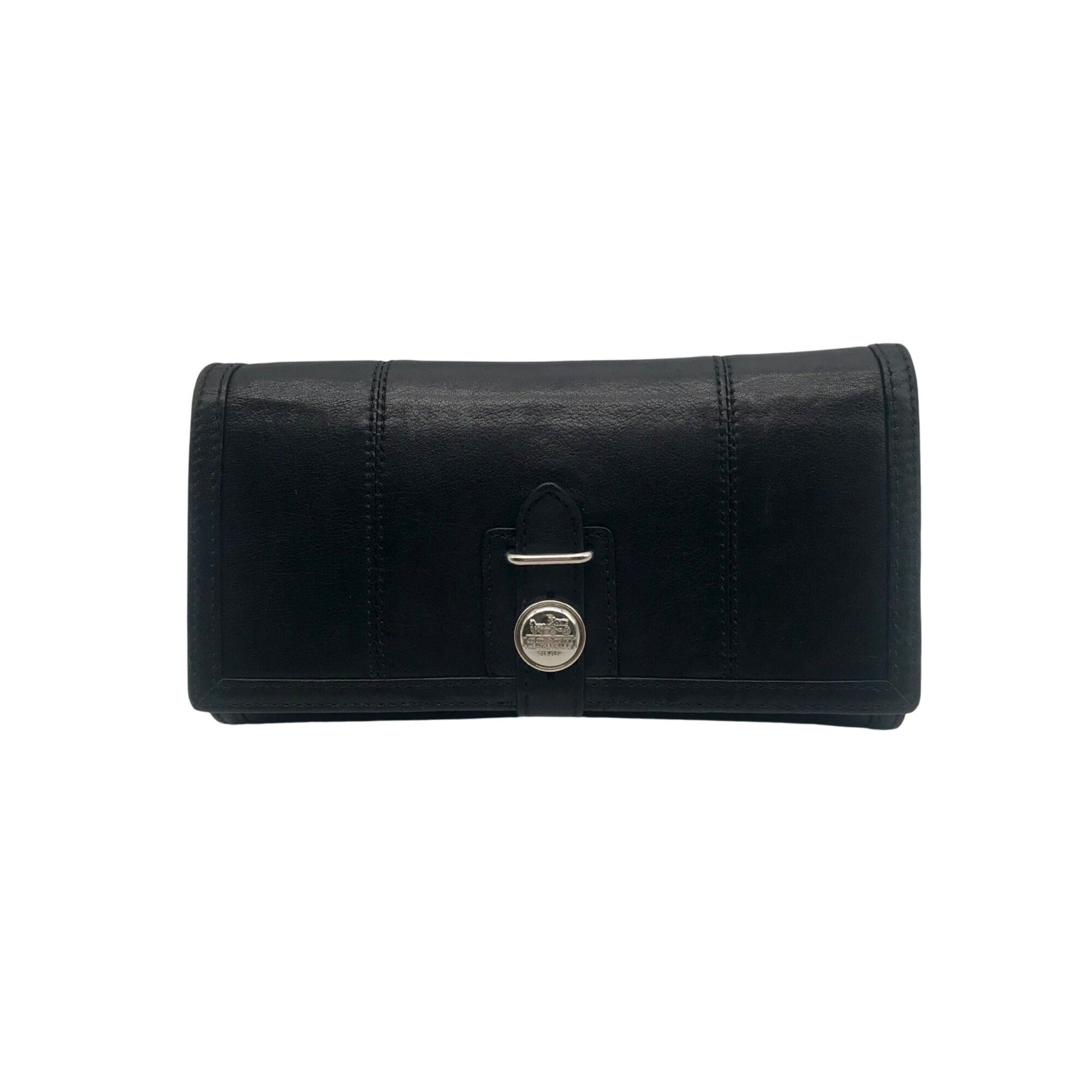 Coach Black Leather Madison Slim Envelope Trifold Wallet