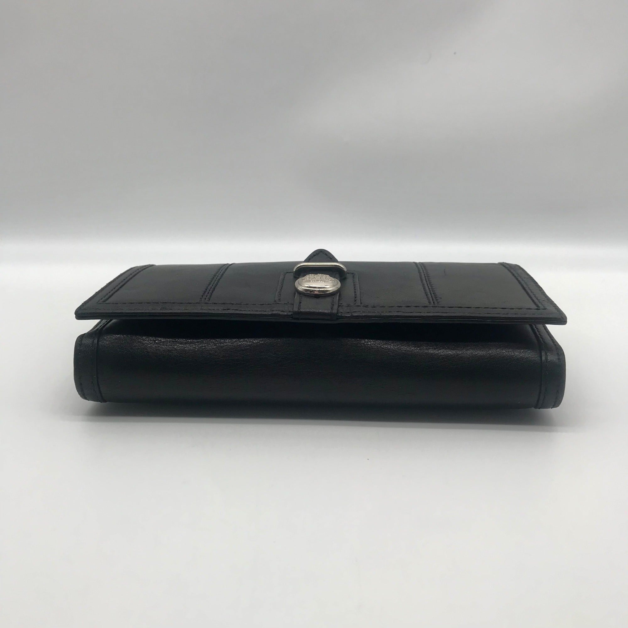 Coach Black Leather Madison Slim Envelope Trifold Wallet