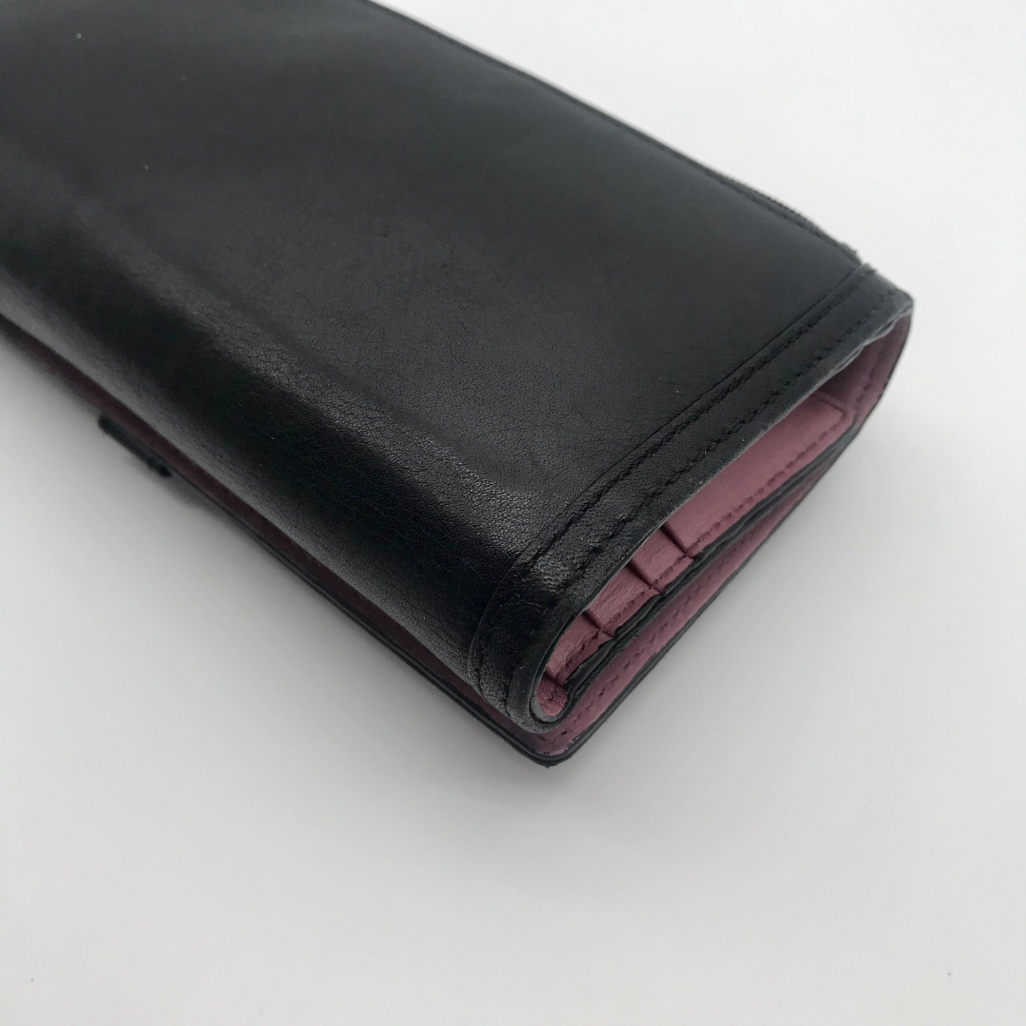 Coach Black Leather Madison Slim Envelope Trifold Wallet