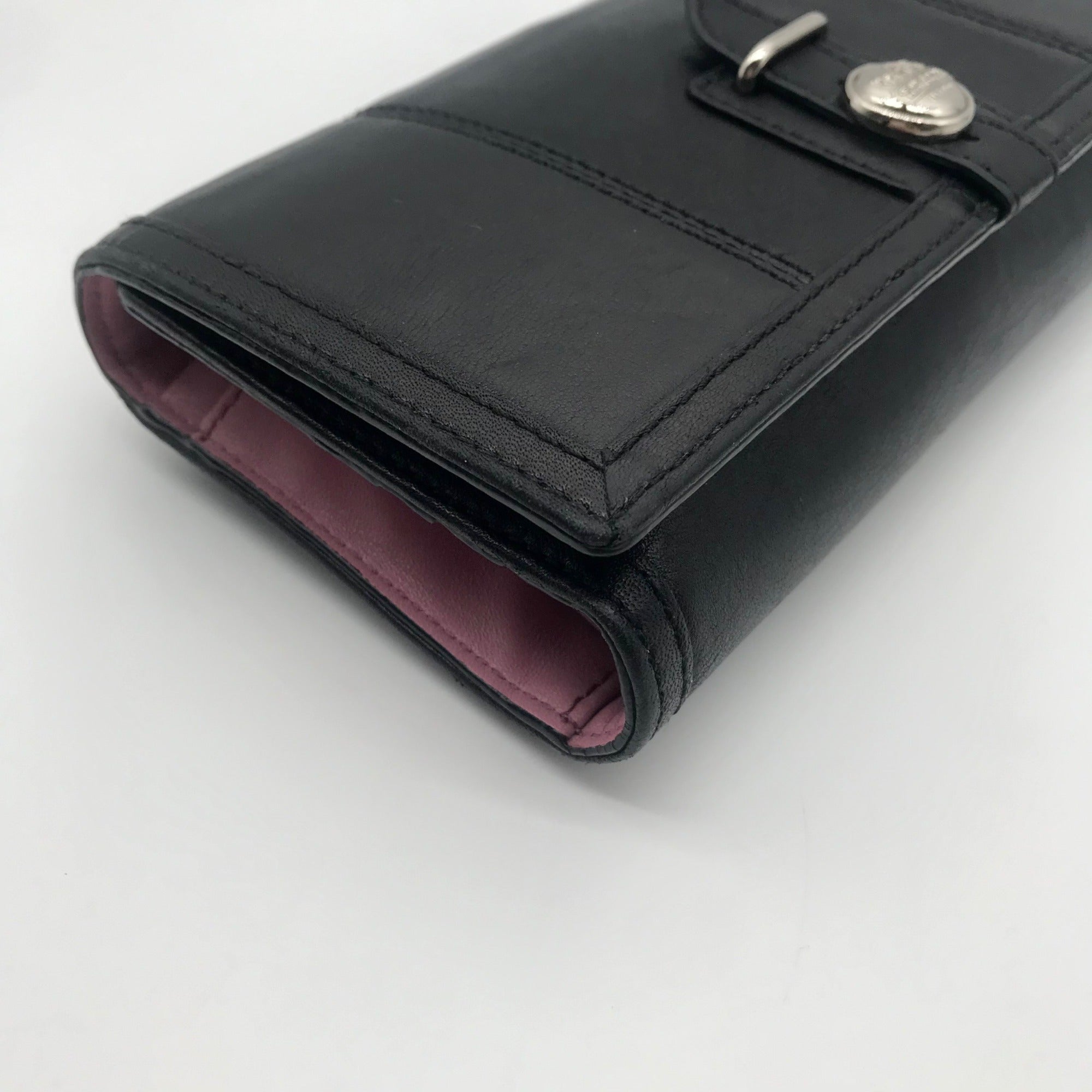 Coach Black Leather Madison Slim Envelope Trifold Wallet