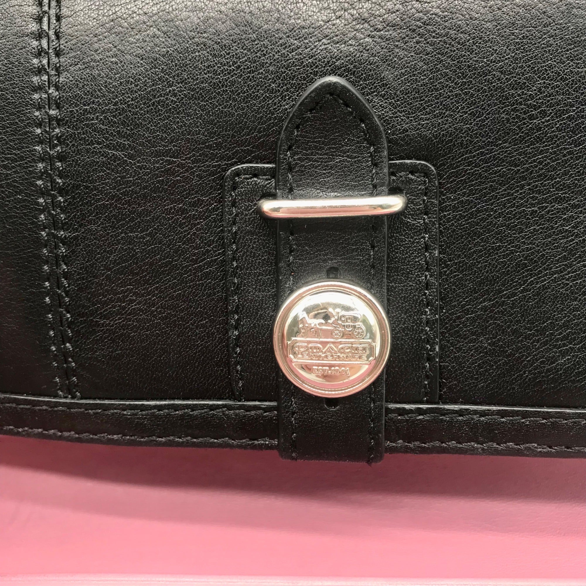 Coach Black Leather Madison Slim Envelope Trifold Wallet