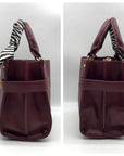 Steve Madden Burgundy Satchel With Animal Print Scarf And Card Holder Wallet