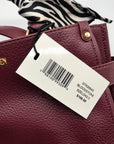 Steve Madden Burgundy Satchel With Animal Print Scarf And Card Holder Wallet