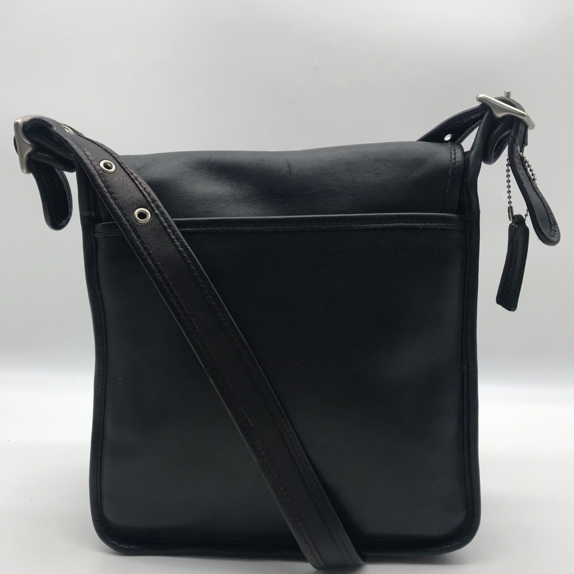 Coach Black Vintage Leather Studio Flap Crossbody Bag