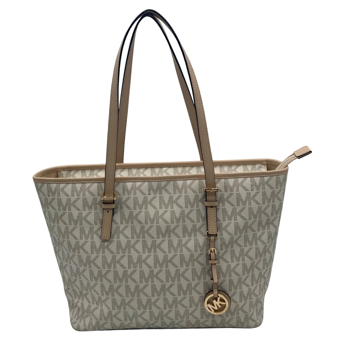 Michael Kors Cream Faux Leather Jet Set Travel Size Tote Bag