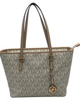 Michael Kors Cream Faux Leather Jet Set Travel Size Tote Bag