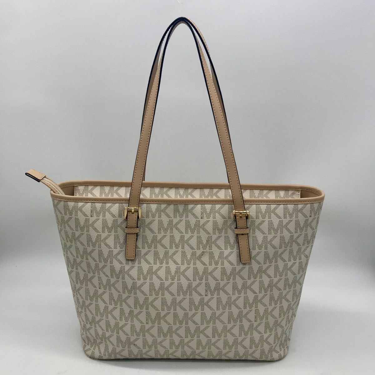 Michael Kors Cream Faux Leather Jet Set Travel Size Tote Bag
