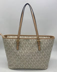 Michael Kors Cream Faux Leather Jet Set Travel Size Tote Bag