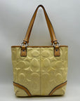 Coach Yellow Peyton Embossed Patent Leather Signature Logo Tote Bag F22322