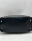 Brighton Patent Leather Vintage Black And Brown Woven Shoulder Bag