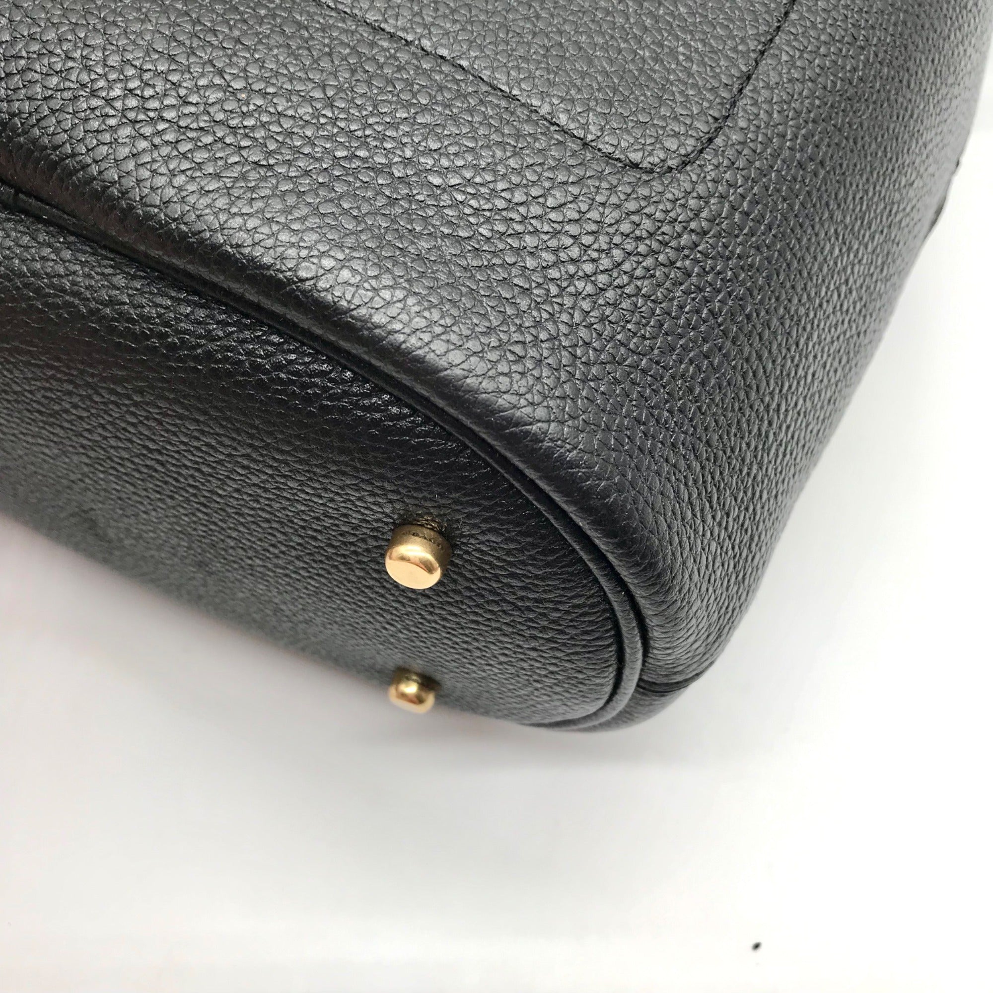 Coach Black Pebbled Leather Lora Whipstitch Bucket Bag 651
