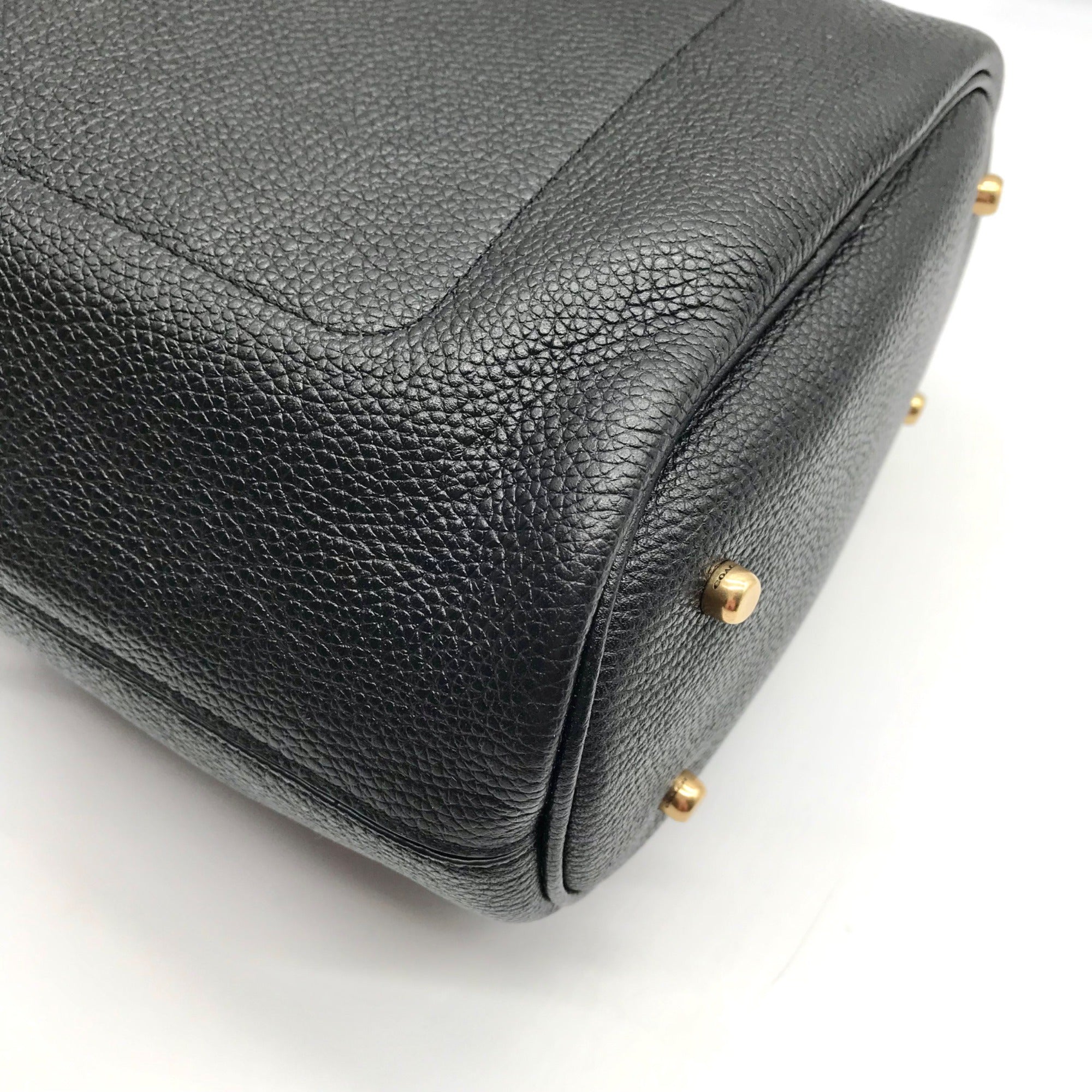 Coach Black Pebbled Leather Lora Whipstitch Bucket Bag 651
