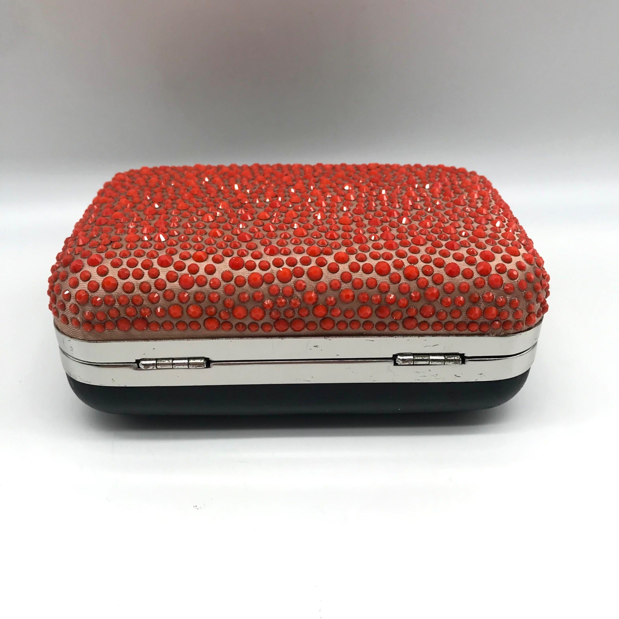 Diane von Furstenberg Bright Coral Small Crystal Embellished Convertible Clutch