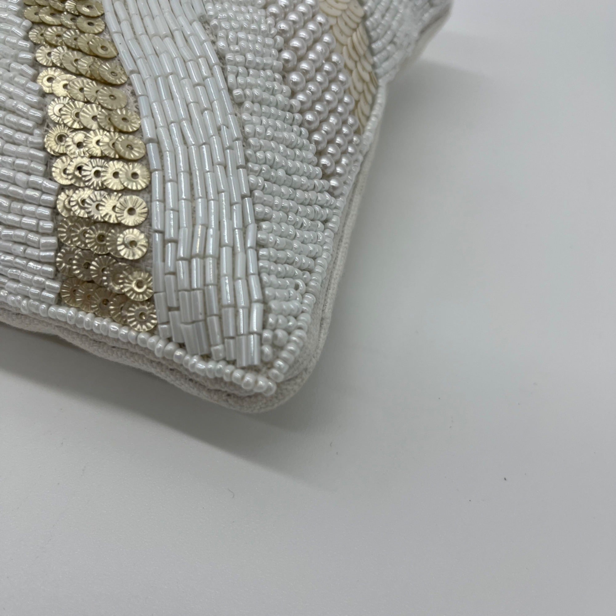MMs Brands White Beaded Pouch