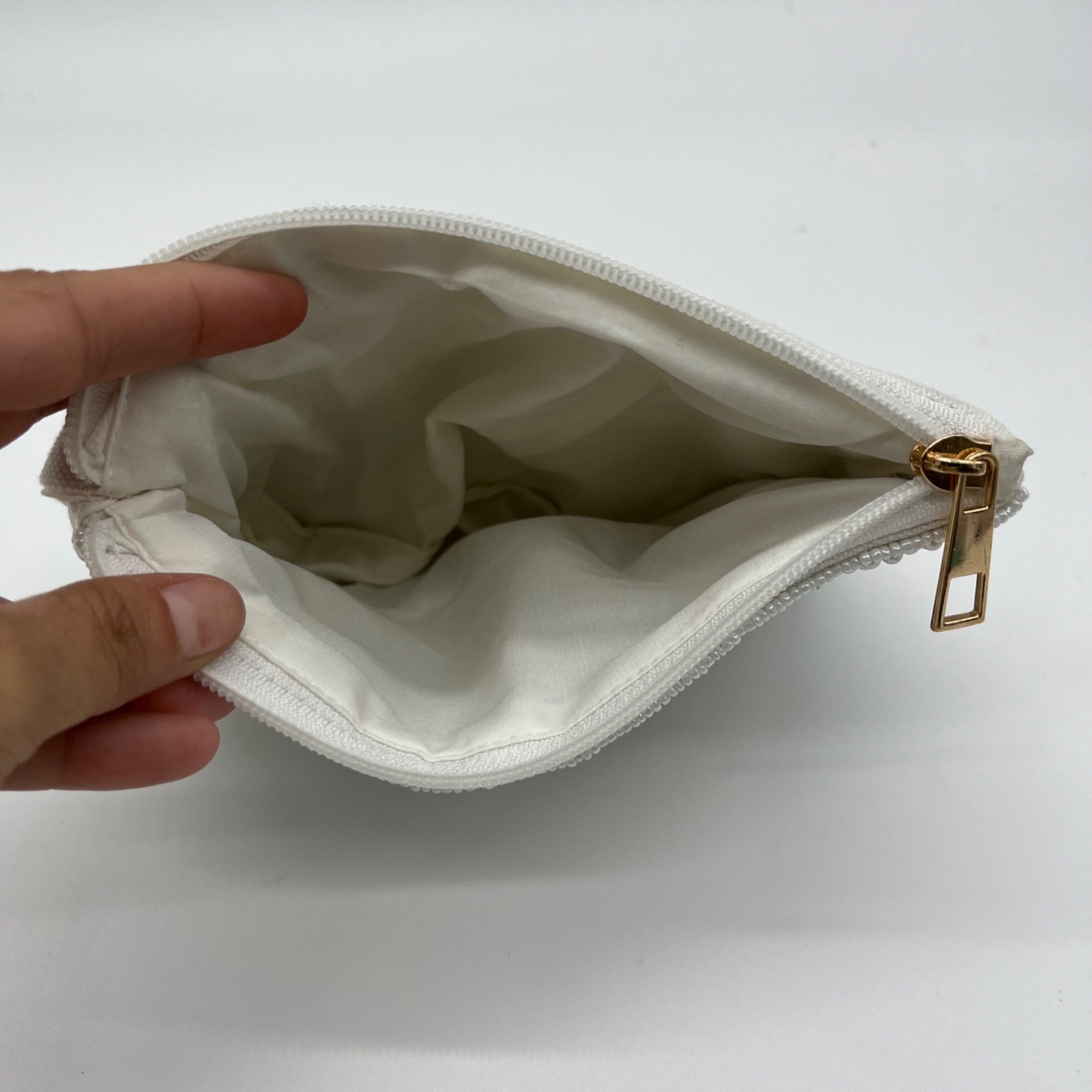 MMs Brands White Beaded Pouch