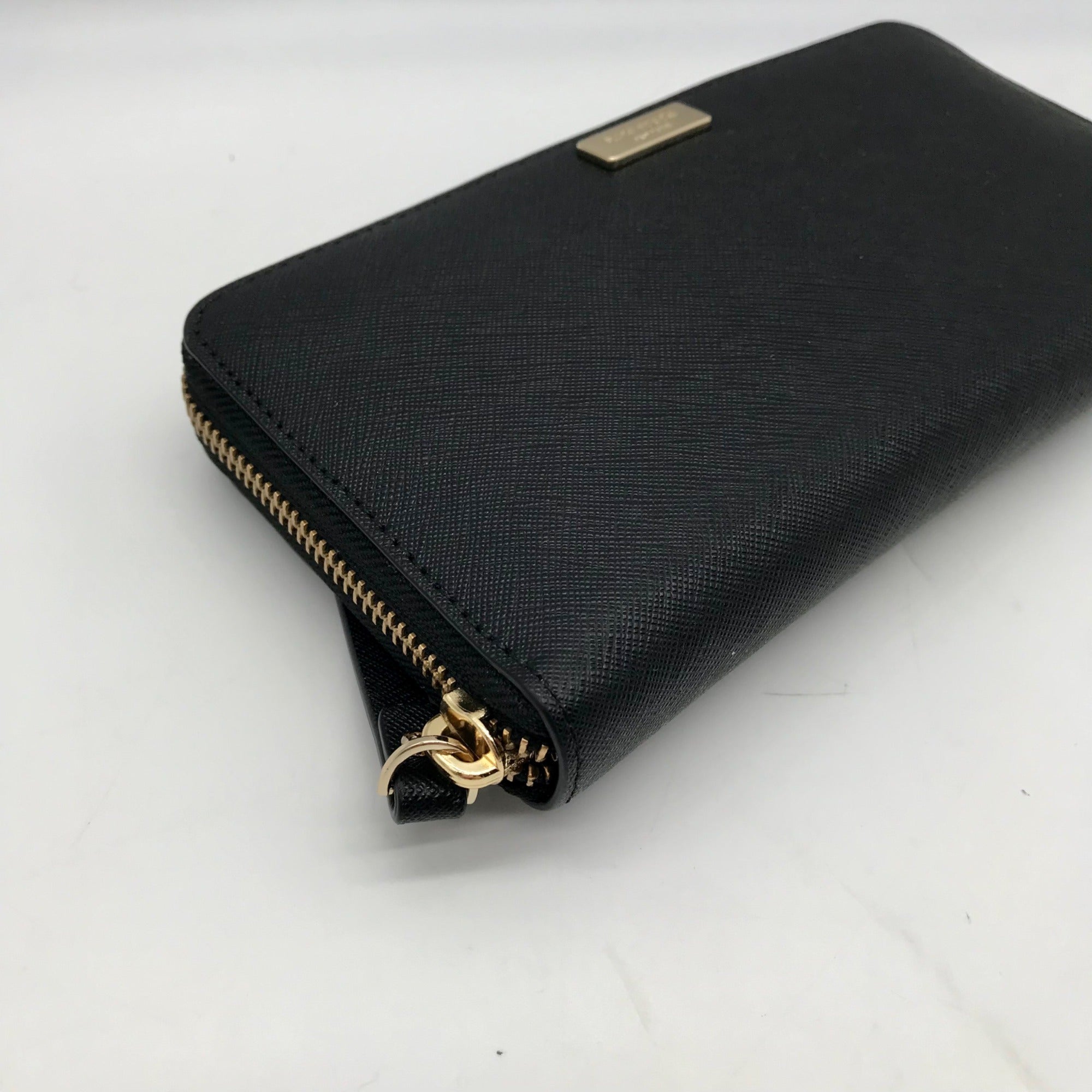 Kate Spade Black Saffiano Leather Neda Laurel Way Zip Around Wallet