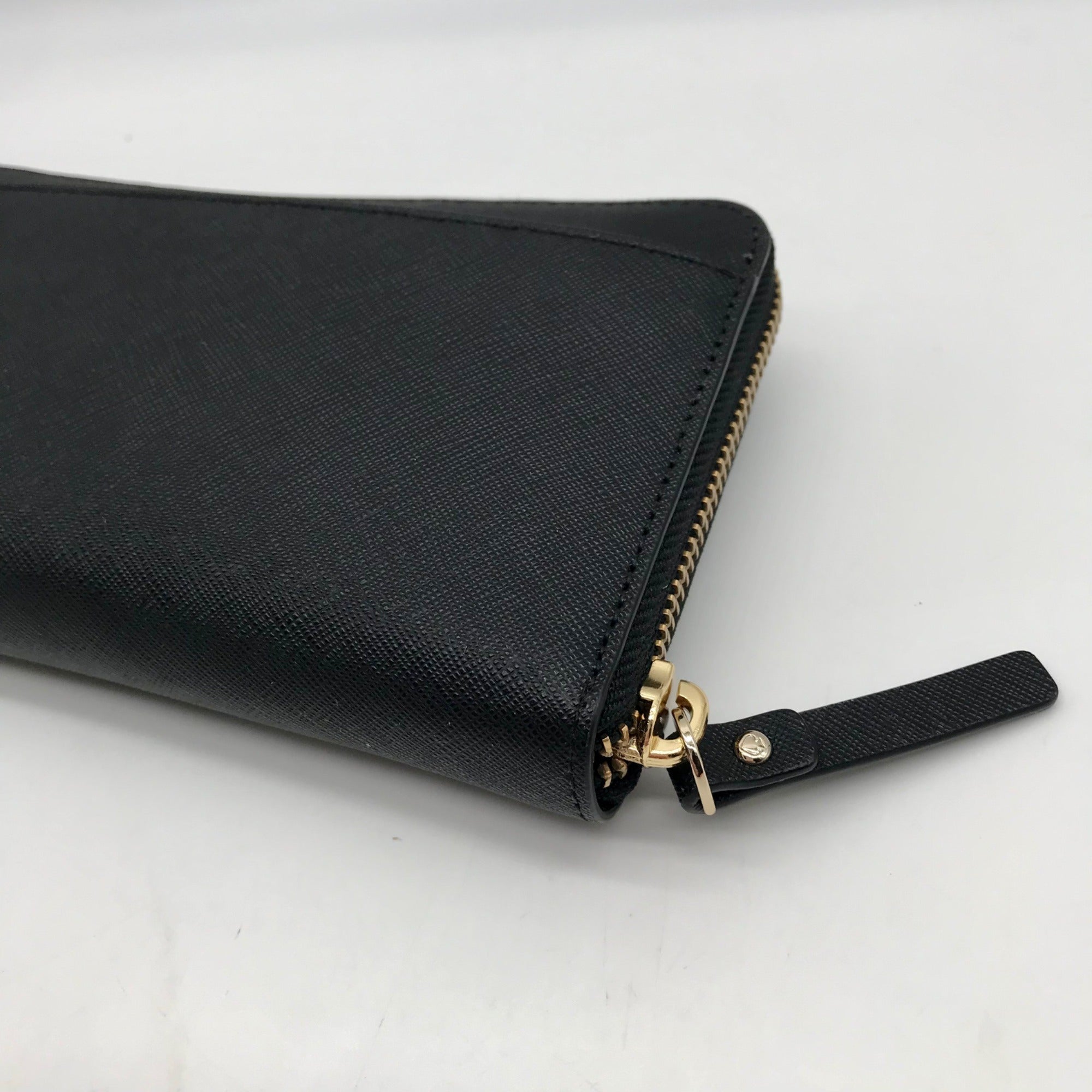 Kate Spade Black Saffiano Leather Neda Laurel Way Zip Around Wallet