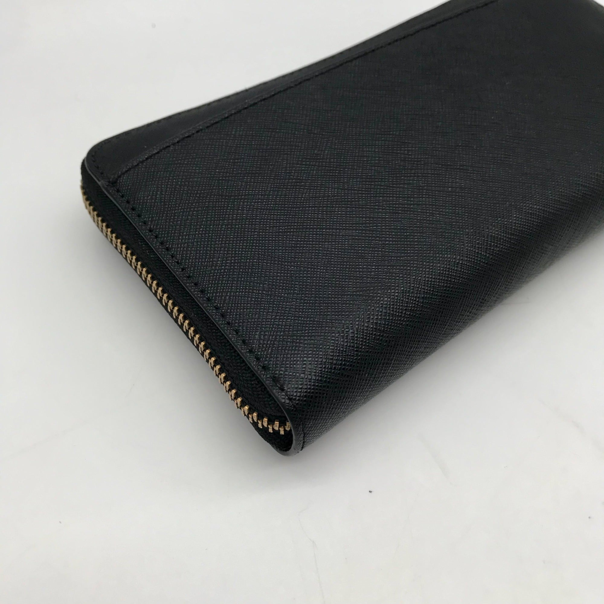 Kate Spade Black Saffiano Leather Neda Laurel Way Zip Around Wallet