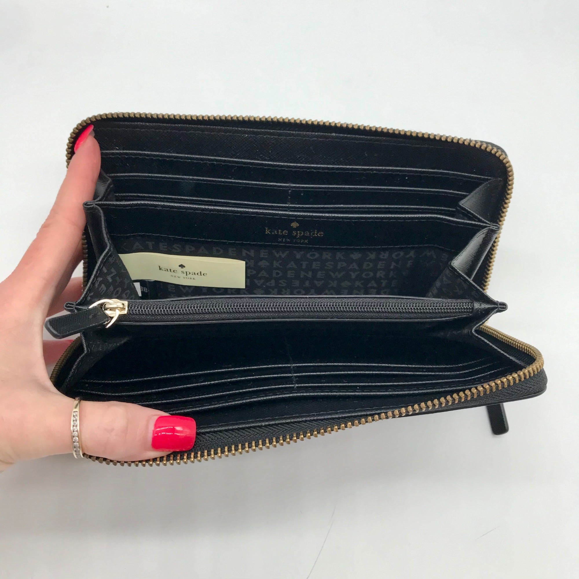 Kate Spade Black Saffiano Leather Neda Laurel Way Zip Around Wallet
