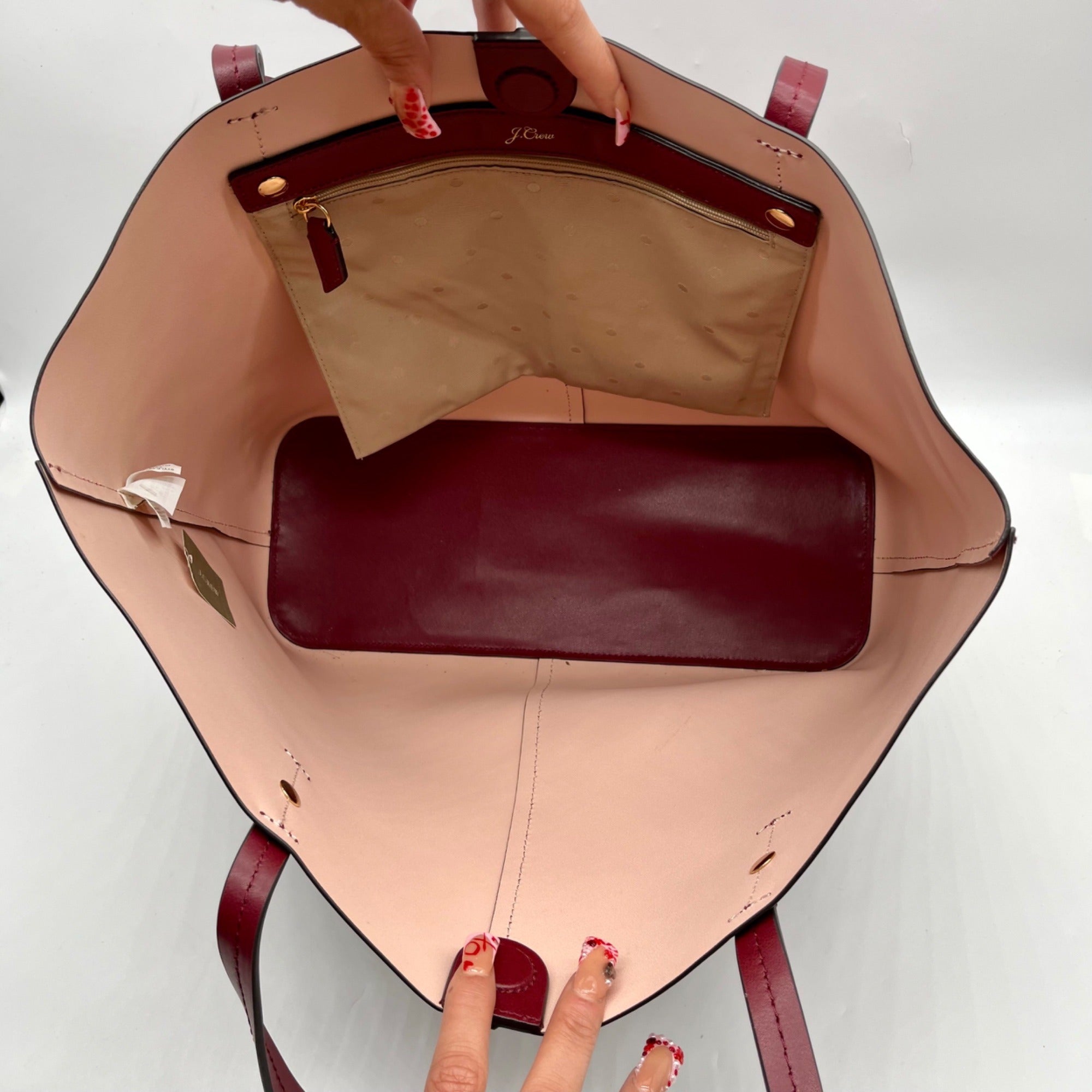 J. Crew Burgundy Leather Tote Bag