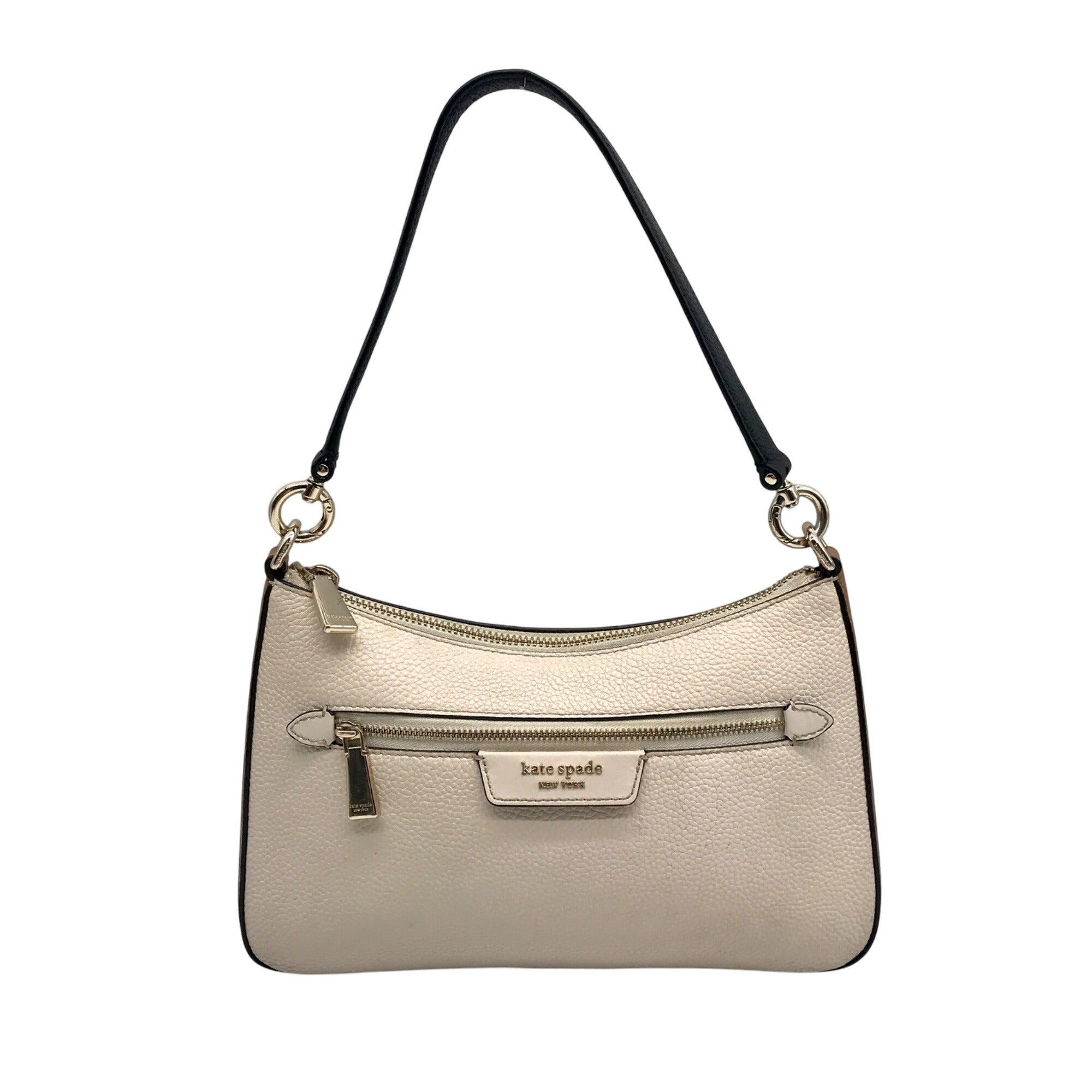 Kate Spade Beige And Brown Pebbled Leather Convertible Husdson Shoulder Bag