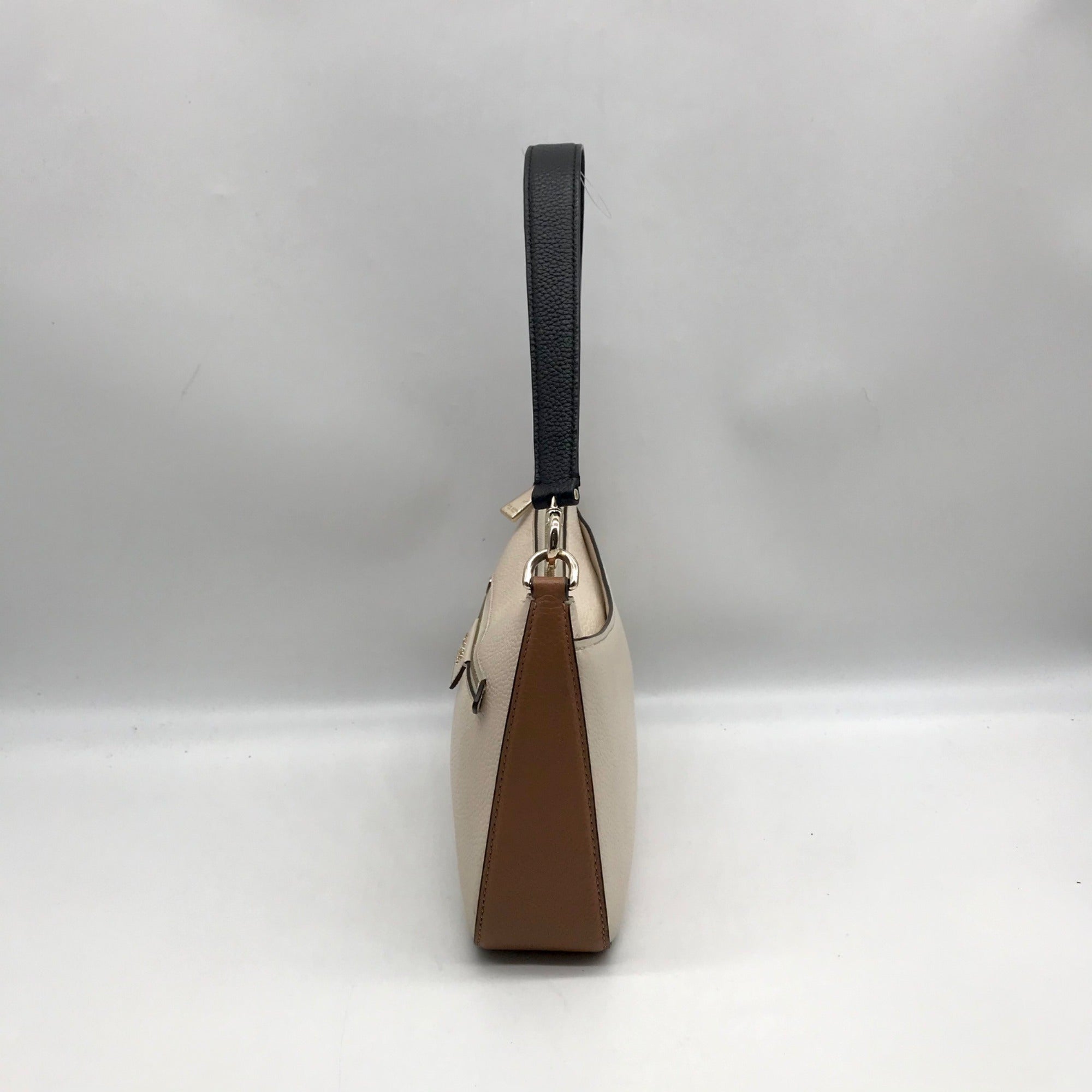 Kate Spade Beige And Brown Pebbled Leather Convertible Husdson Shoulder Bag