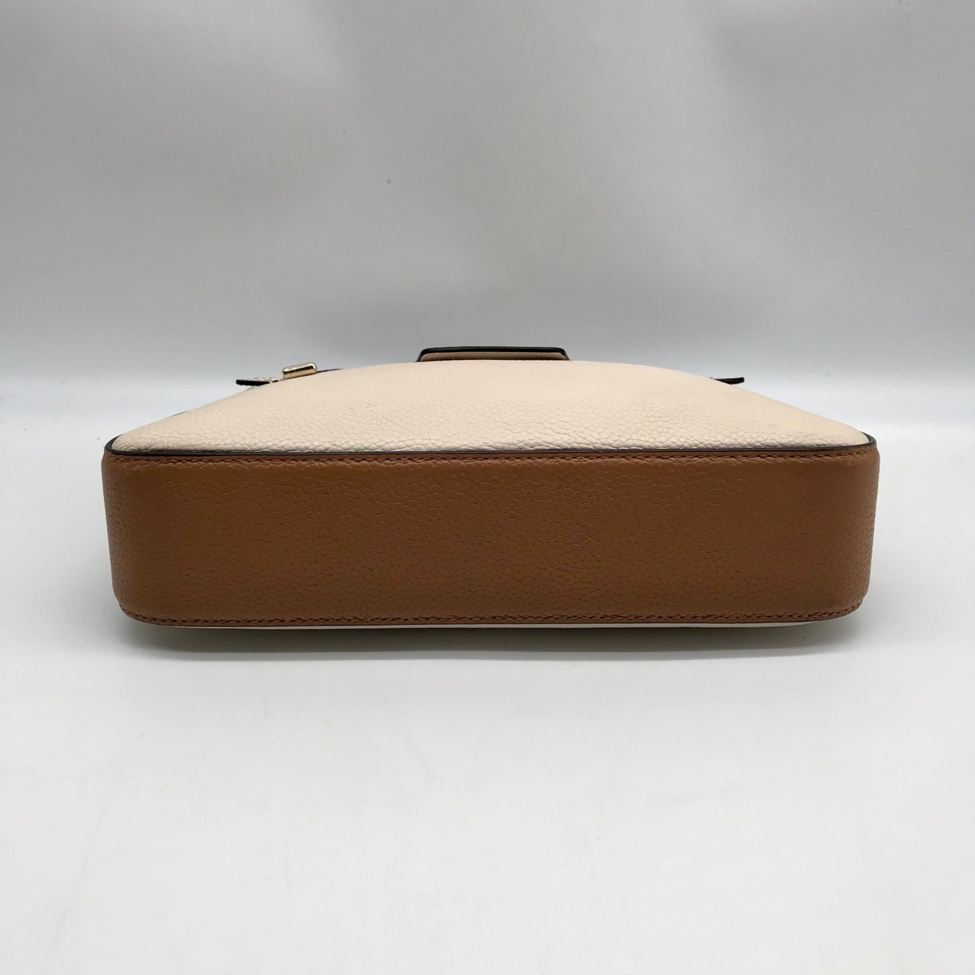 Kate Spade Beige And Brown Pebbled Leather Convertible Husdson Shoulder Bag