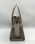 Michael Kors Carmen Vanilla/Powder Blush Signature Canvas Medium Belted Satchel