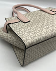 Michael Kors Carmen Vanilla/Powder Blush Signature Canvas Medium Belted Satchel
