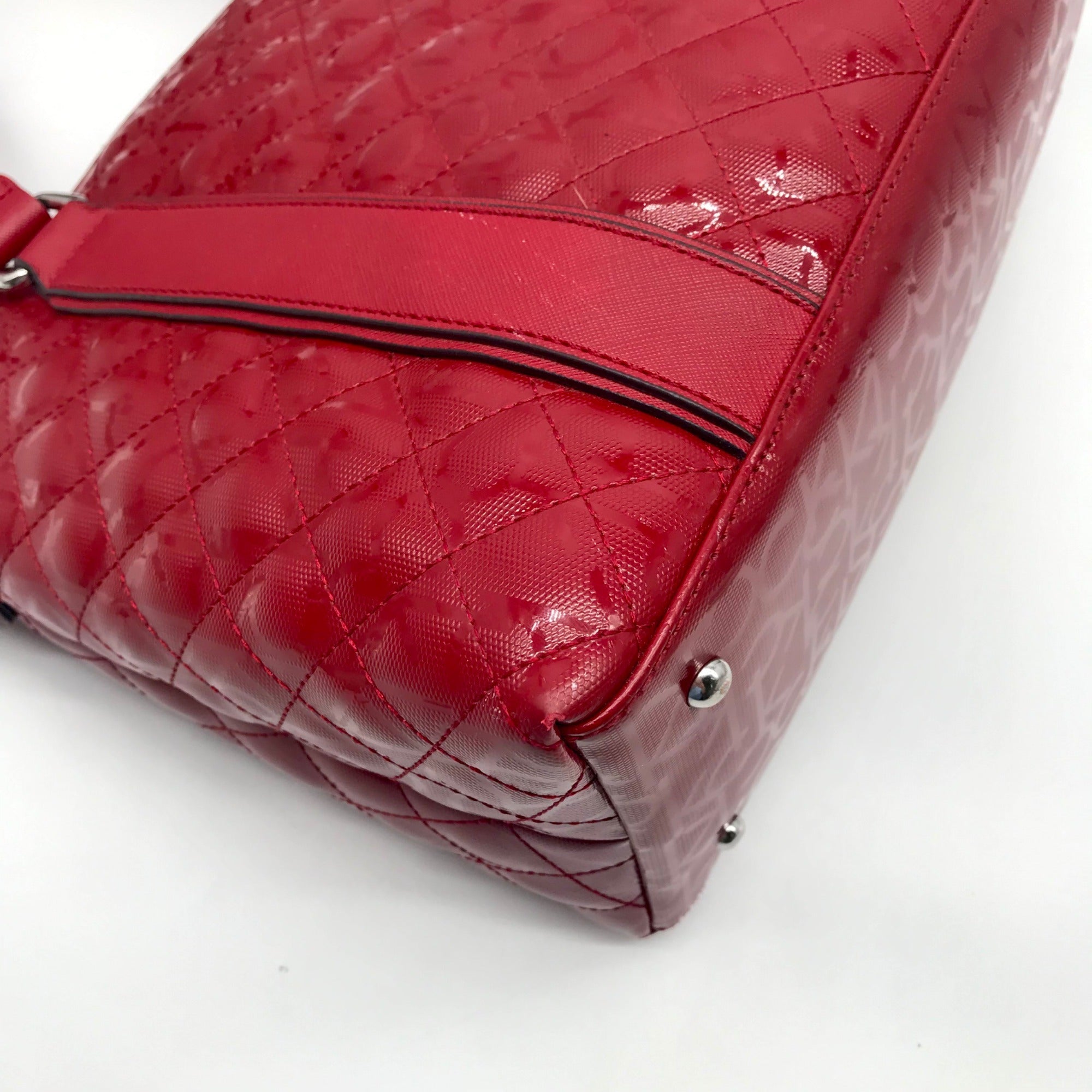Calvin Klein Red Quilted Convertible Satchel