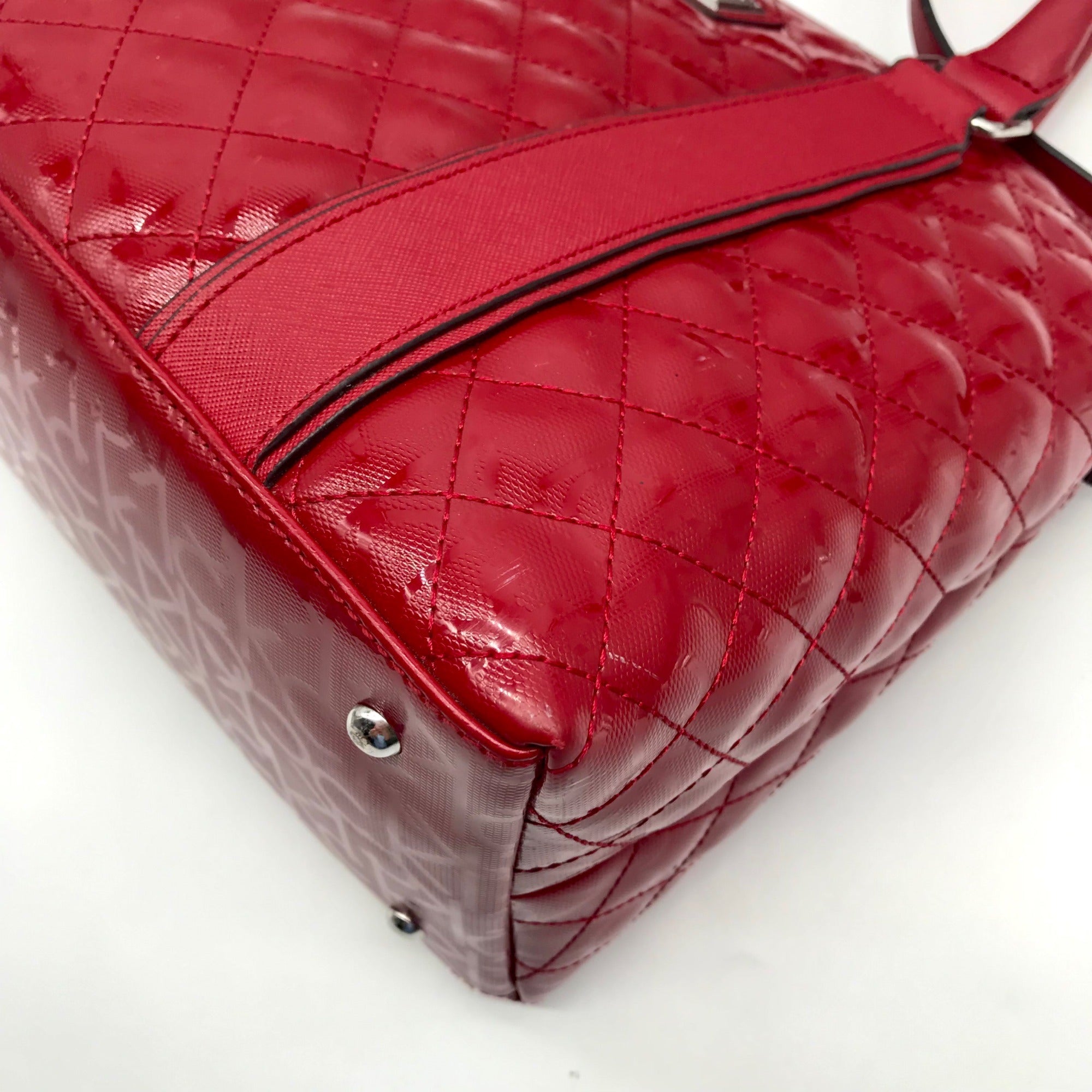 Calvin Klein Red Quilted Convertible Satchel