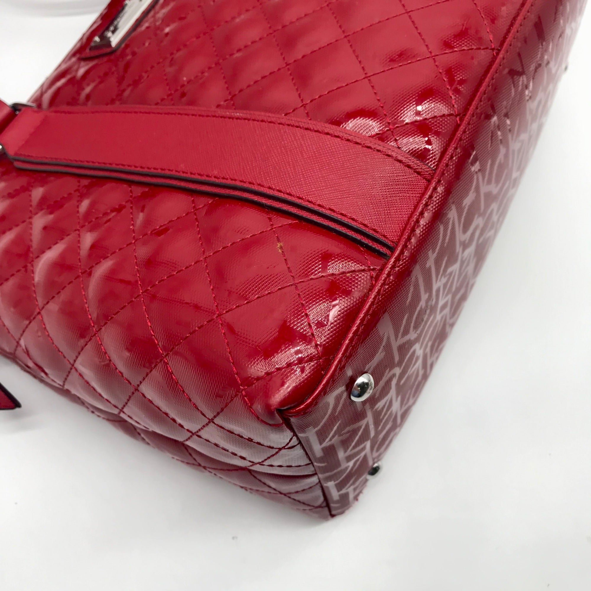 Calvin Klein Red Quilted Convertible Satchel
