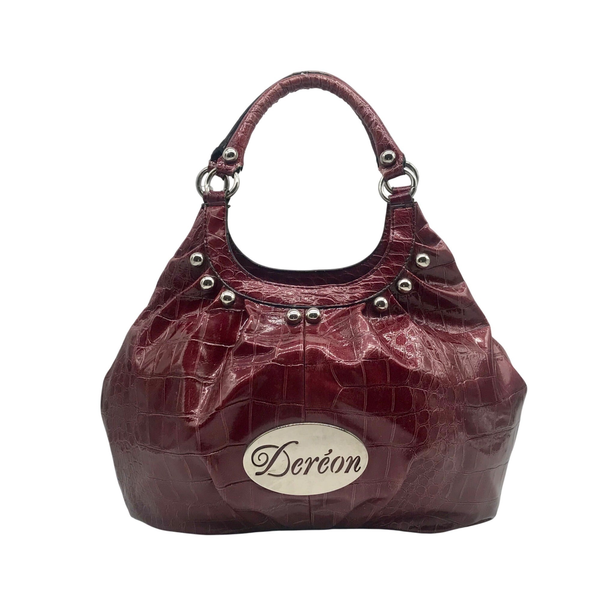Dereon Burgundy Vinyl Snakeskin Shoulder Bag 