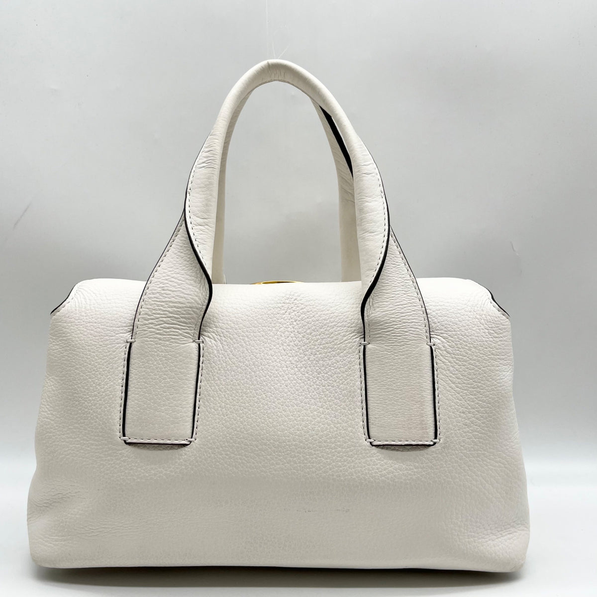 Donna Karan Brilliant White Pebbled Leather Amagansett Convertible Satchel Bag