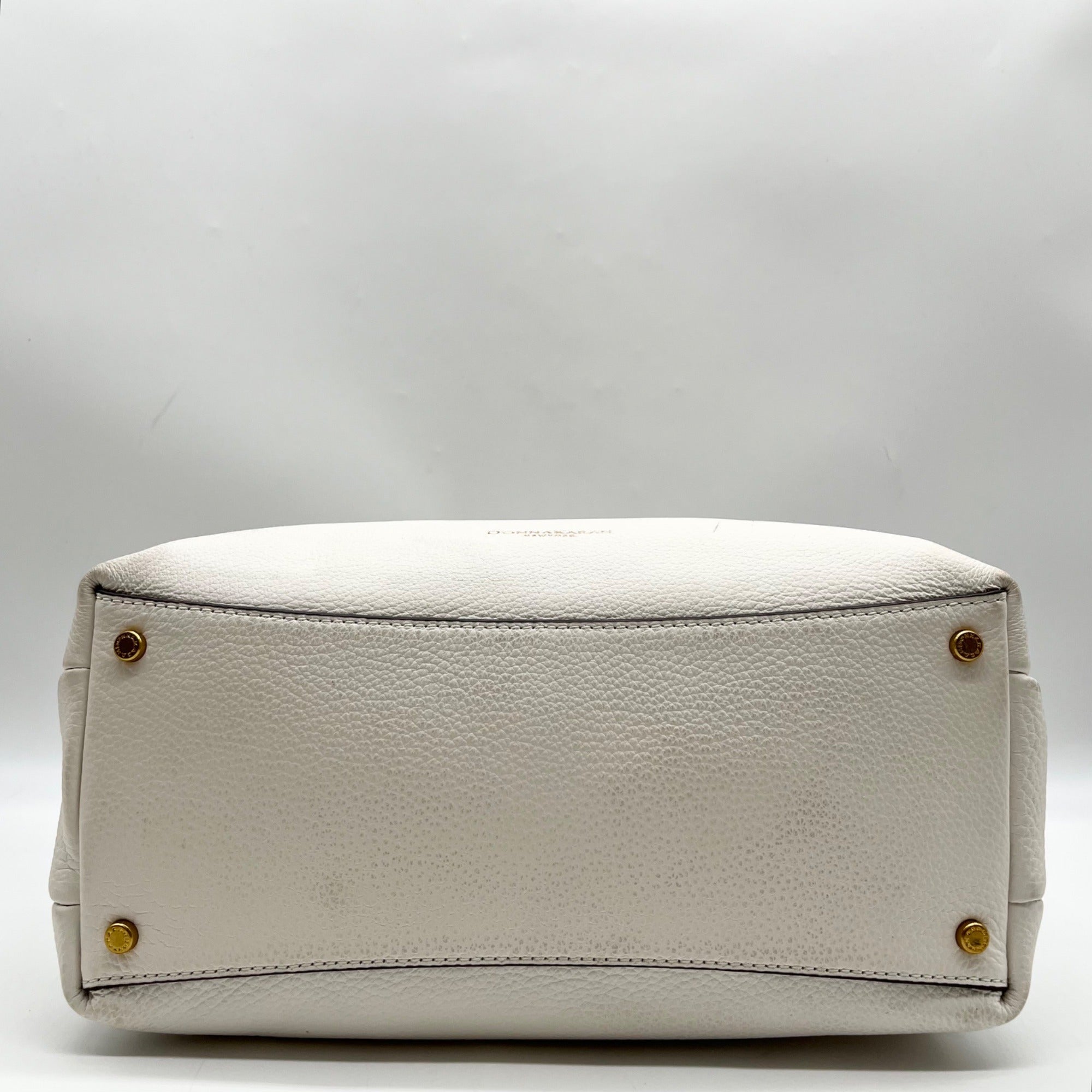 Donna Karan Brilliant White Pebbled Leather Amagansett Convertible Satchel Bag
