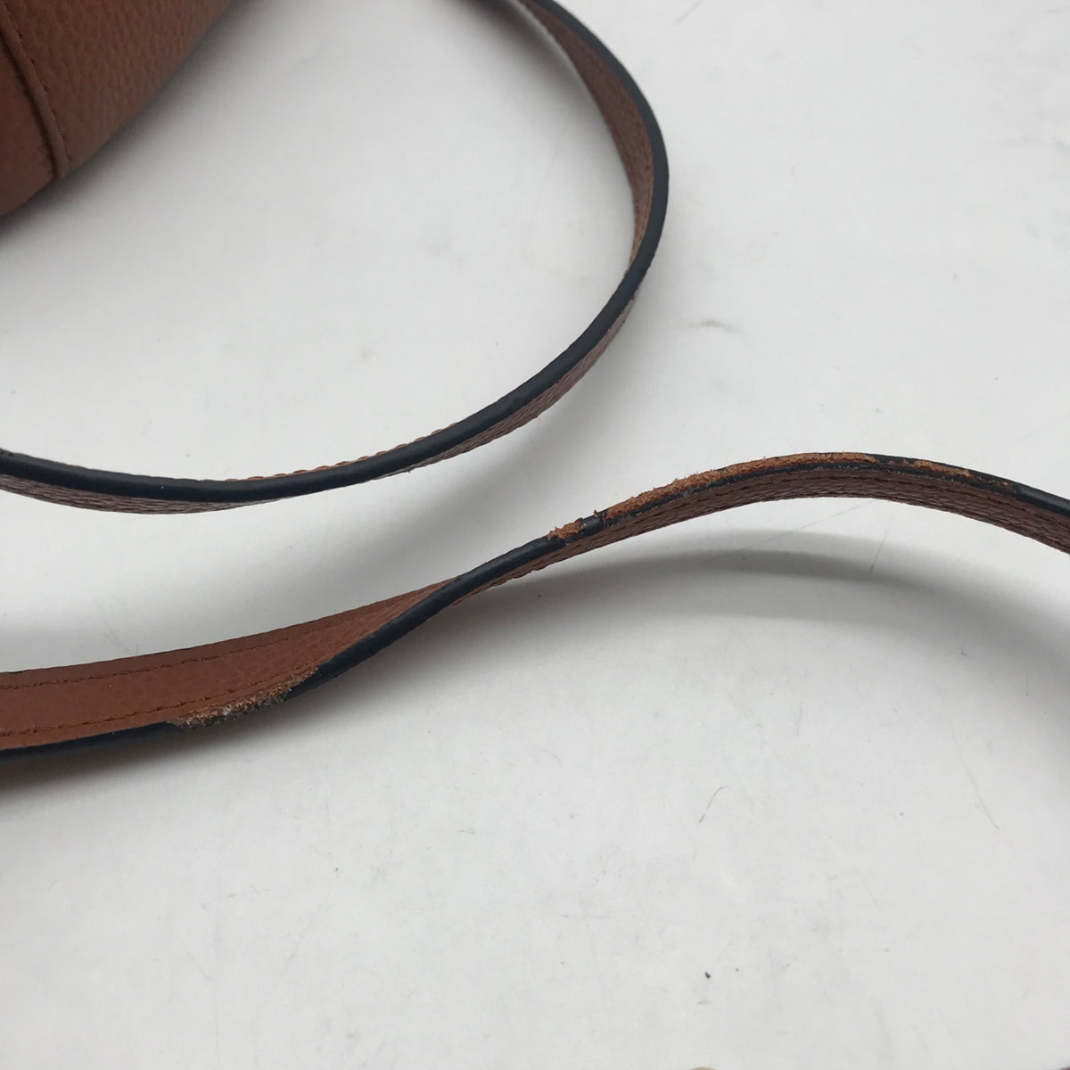 Pom Pom Brown Pebbled Leather Crossbody Bag