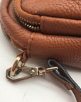 Pom Pom Brown Pebbled Leather Crossbody Bag