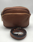 Pom Pom Brown Pebbled Leather Crossbody Bag
