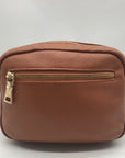 Pom Pom Brown Pebbled Leather Crossbody Bag