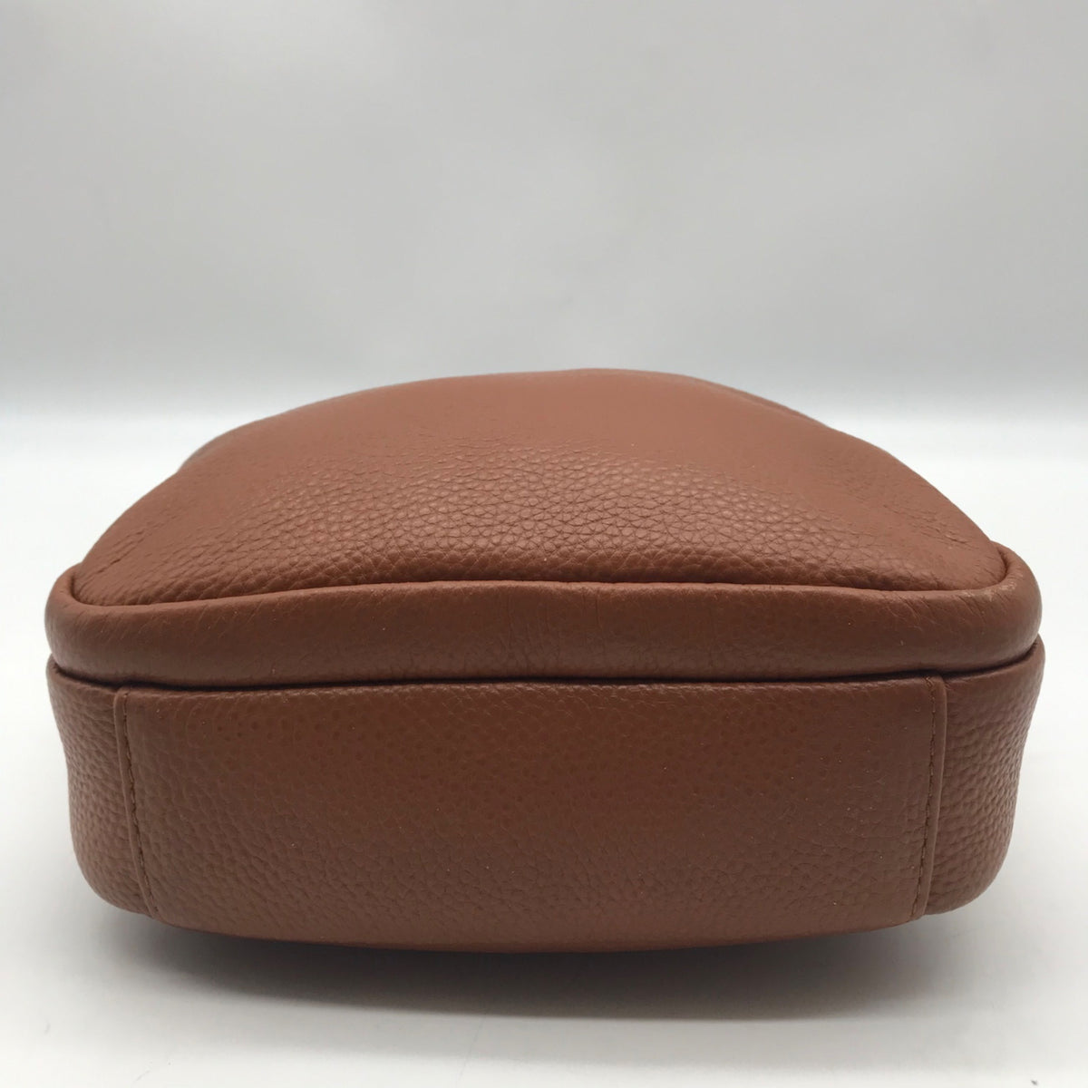 Pom Pom Brown Pebbled Leather Crossbody Bag