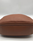 Pom Pom Brown Pebbled Leather Crossbody Bag