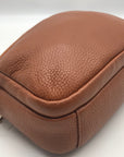 Pom Pom Brown Pebbled Leather Crossbody Bag