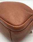 Pom Pom Brown Pebbled Leather Crossbody Bag