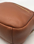 Pom Pom Brown Pebbled Leather Crossbody Bag