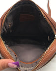 Pom Pom Brown Pebbled Leather Crossbody Bag