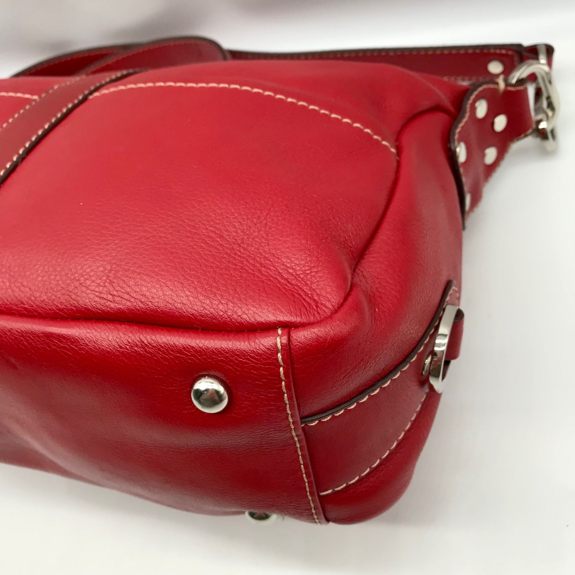Tignanello Red Leather Multi Pocket Crossbody Bag